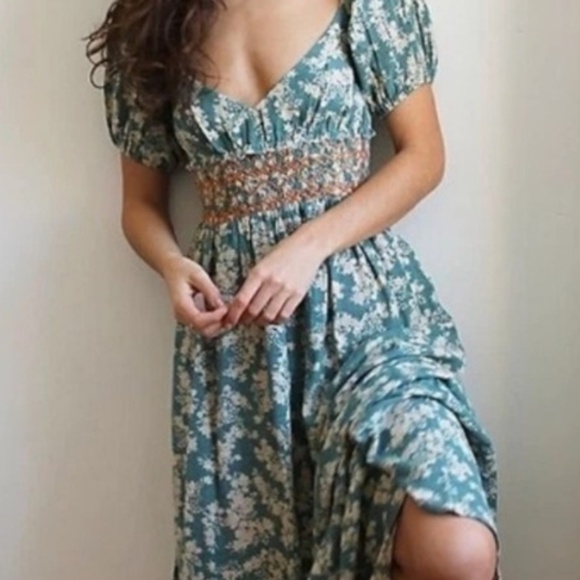 Free People Floral Sea foam Dress - Picture 2 of 7